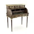 Antique Dark Wood Vanity With Gold Accents Curved Top And Slender Legs
