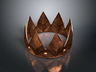 Copper Crown Jewelry With Geometric Spiked Design And Round Beads Metallic Texture 3d model