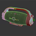 Beastbox Portable Bluetooth Speaker with Silver Handle Black Body Bear Logo Green Indicator Wireless Audio