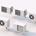 Multiple White Air Conditioner Fans With Efficient Cooling System Design 3d model