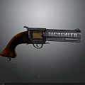 Classic Revolver With Red Wooden Grip And Silver Metal Body Design