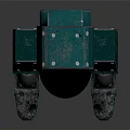 Green Black Mechanical Robot Character With Long Metallic Legs And Shiny Head