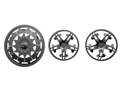 Hardware Tools Featuring Three Metal Gears With Different Mechanical Designs And Sizes 3d model