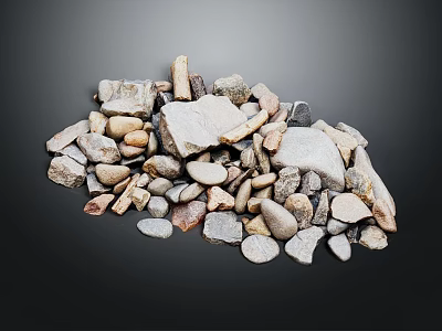 Natural Wood And Stone Raw Materials Pile With Various Sizes And Textured Surfaces 3d model