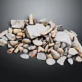 Natural Wood And Stone Raw Materials Pile With Various Sizes And Textured Surfaces