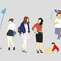 Many characters 3d model