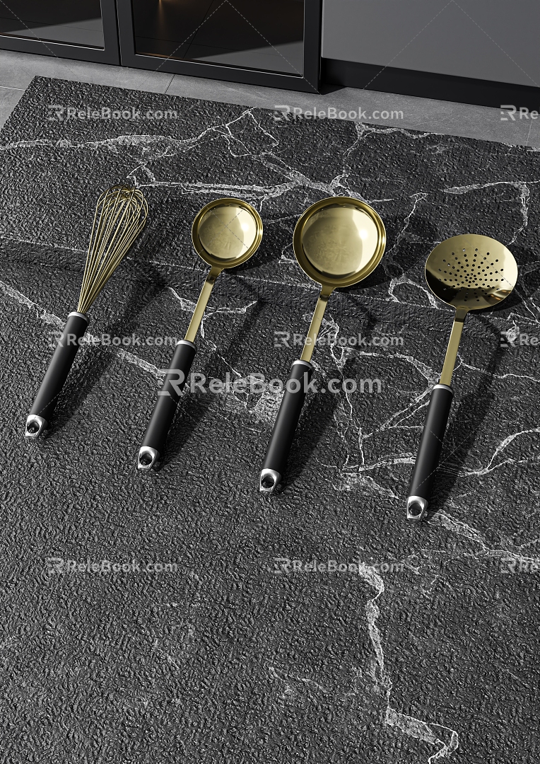 Kitchen small colander soup spoon 3d model