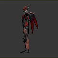 Red And Black Spiked Armor Sci Fi Fantasy Creature Character With Aggressive Design