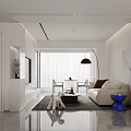 Modern Living Room Interior With White Sofa Floor Lamp Coffee Table And Decorative Items