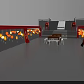 Elegant Traditional Chinese Red Decoration With Hanging Colorful Lanterns And Ornaments