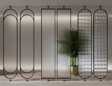 Glass Partition Combination Changhong Glass Partition Wire-drawing Glass Partition Art Glass Partition 3d model