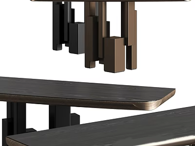 Modern Console Table With Geometric Wooden Legs And Sleek Dark Surface Design 3d model