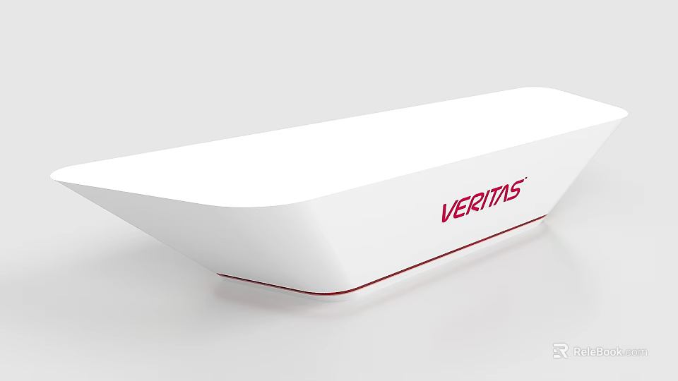 White VERITIS Product With Red Logo And Bottom Red Line Design 3d model