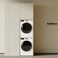 White Balcony Cabinet With Stacked Washing Machines In Modern Poliform Design