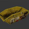 Yellow Rusty Construction Container With Graffiti And Weathered Metal Surface 3d model