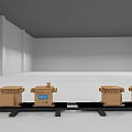 Two Brown Industrial Packaging Machines With Control Buttons On Black Platform 3d model