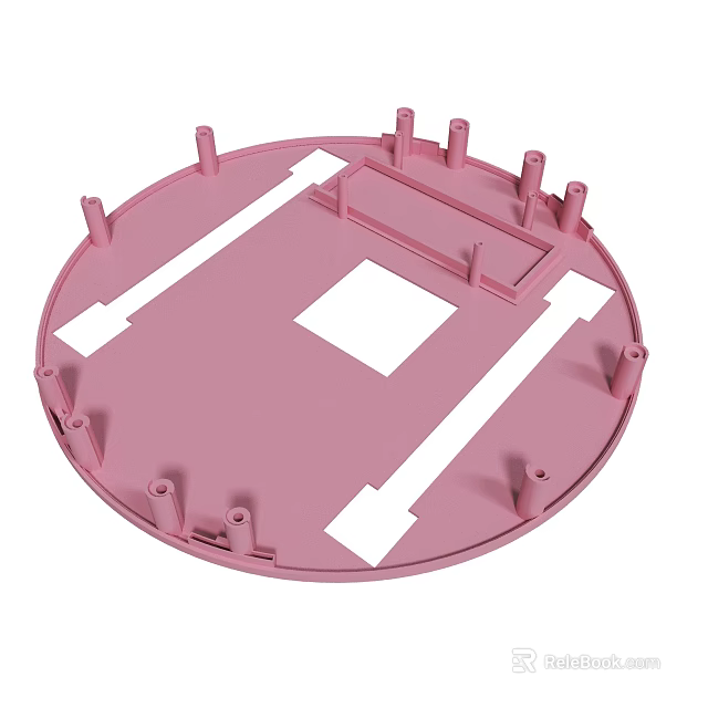 Pink Circular Industrial Component With Protruding Pillars And White Sections Design 3d model 