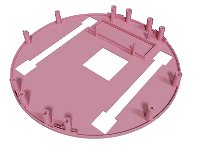 Pink Circular Industrial Component With Protruding Pillars And White Sections Design 3d model