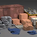Building Components Including Stacked DECKSON Sacks And Brick Bundles For Construction 3d model