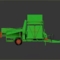 Green Agricultural Vehicle With Red Component And Conveyor Belt System