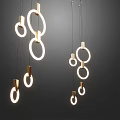 Modern Luxury Minimalist Pendant Lights With Circular Golden Ring Design And Illuminated Glow