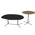 Modern Coffee Tables With Wooden Surfaces And Black Metal Legs In Oval Round Shapes