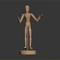 Game and Movie Character Design Reference Using Wooden Mannequin With Open Arms Standing Base