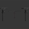 Black Metal Tripod Mechanical Structures With Cross Components And Stable Base