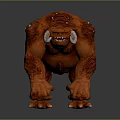 Horned Orange Skin Game and Movie Character With Muscular Build And Detailed Texture