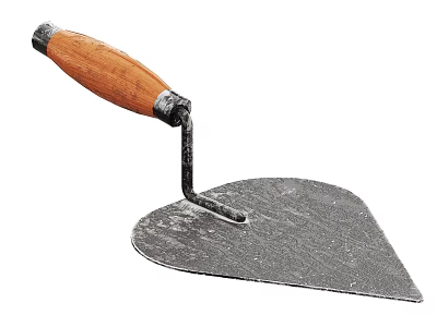 Durable Construction Trowel With Wooden Handle And Metal Blade For DIY Projects 3d model