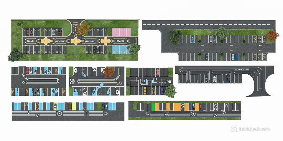 Detailed Parking Lot Planning Layout With Multiple Zones And Access Paths Design 3d model