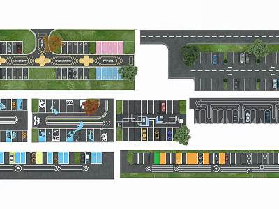 Detailed Parking Lot Planning Layout With Multiple Zones And Access Paths Design 3d model