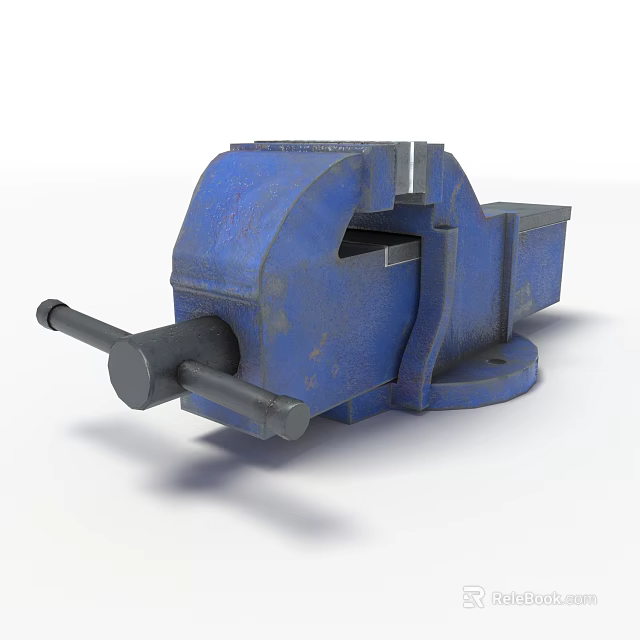 Blue Rustic Bench Vise With Adjustable Jaw Metal Handle Workshop Tool 3d model