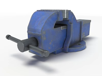 Blue Rustic Bench Vise With Adjustable Jaw Metal Handle Workshop Tool 3d model