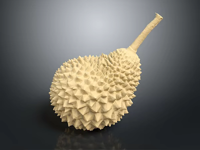 Fresh Durian Fruit With Spiky Yellow Skin And Long Stem 3d model