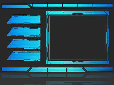 Futuristic Tech Interface Design With Blue Lines Black Screen And Rectangular Panels 3d model