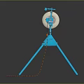 Blue Tripod Tool Featuring White Wheel And Orange Rope On Stable Stand