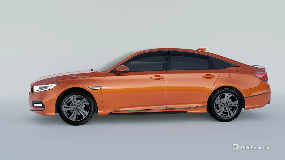Modern Orange Sedan Side View Featuring Sleek Body Black Windows And Wheels 3d model 