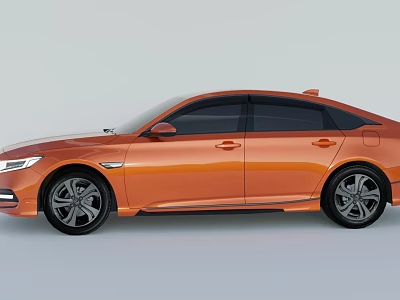 Modern Orange Sedan Side View Featuring Sleek Body Black Windows And Wheels 3d model