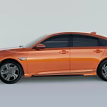 Modern Orange Sedan Side View Featuring Sleek Body Black Windows And Wheels 3d model