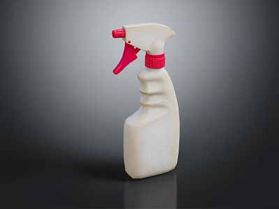 White Plastic Spray Bottle With Red Trigger Nozzle For Daily Household Cleaning 3d model