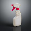 White Plastic Spray Bottle With Red Trigger Nozzle For Daily Household Cleaning 3d model