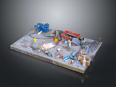 Industrial Style Lighting Fixture Combination With Metal Pipes And Mechanical Elements 3d model