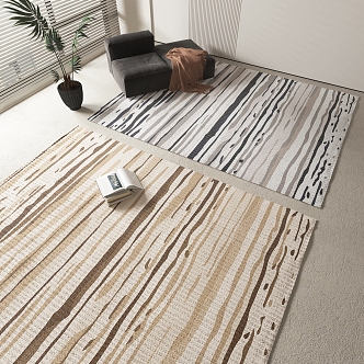 modern square carpet striped carpet 3d model