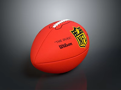 Red Wilson NFL Football With The Duke Logo And Classic Design 3d model