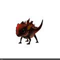 Cute Red Baby Dragon Character With Orange Frills And Big Eyes