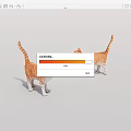 Two Orange And White Cat Figurines Standing On Gray Background Surface 3d model