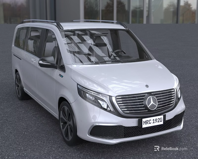 White Mercedes MPV With Modern Front Grille And Sleek Exterior Design 3d model 