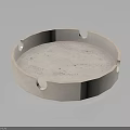 Round Concrete Ashtray With Textured Surface And Notched Design For Cigarettes 3d model