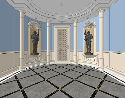 European-style foyer staircase cloister 3d model